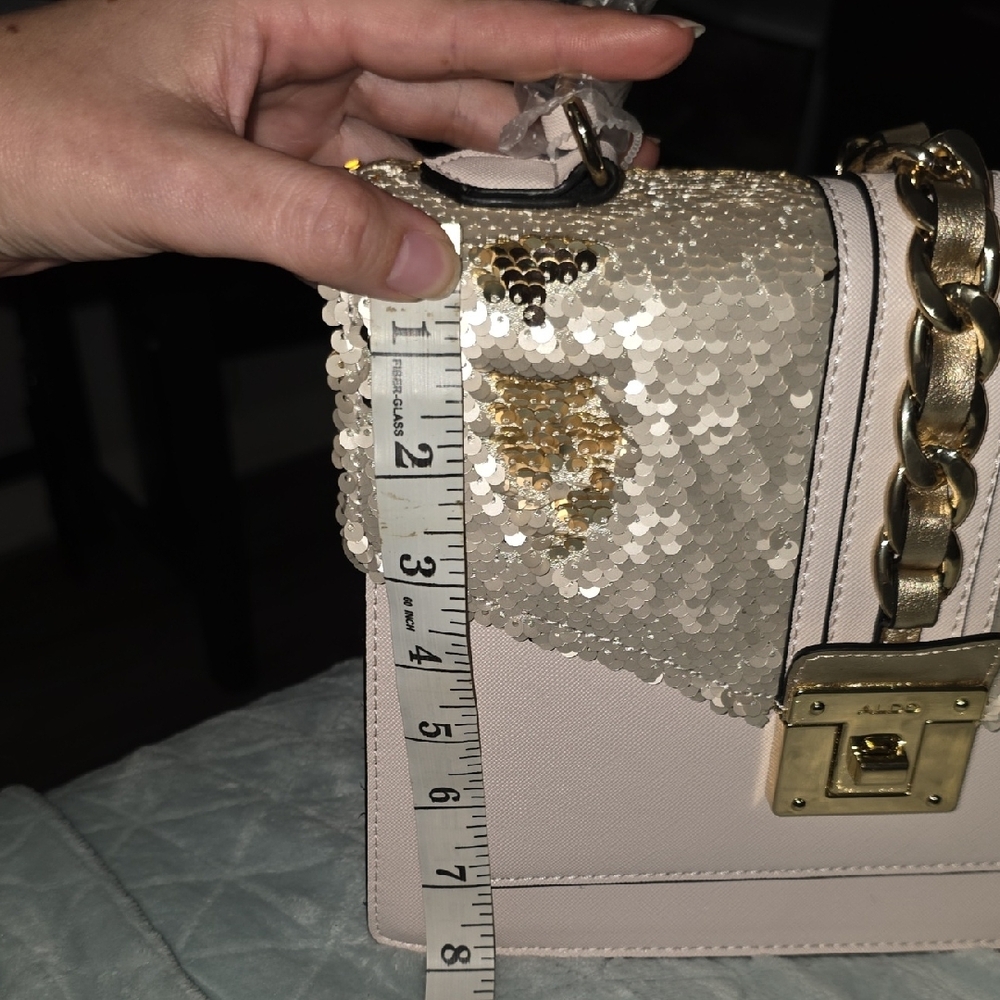 Aldo Pink and Gold Sequined Satchel / Crossbody - Picture 14 of 16